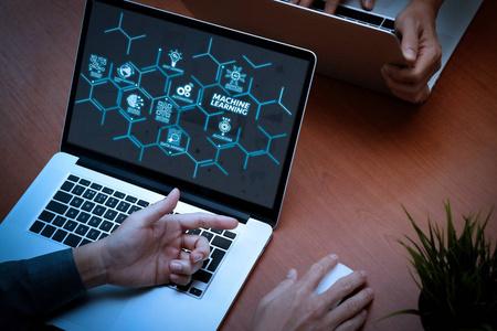 機器學習技術圖與人工智能 (ai), 神經網絡, 自動化, 數據挖掘在 vr